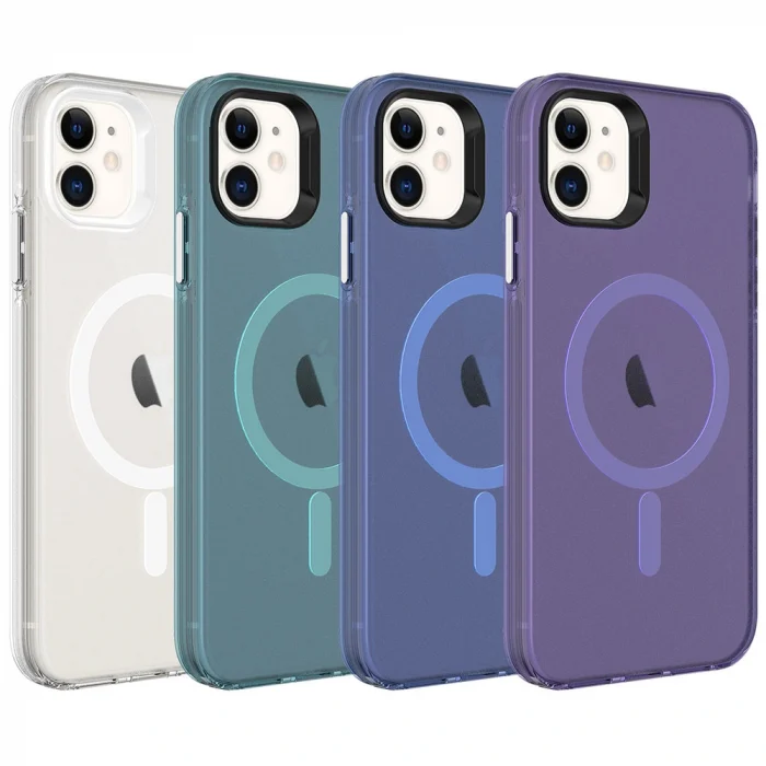 iPhone 12 Kılıf M-safe Şarj Özellikli Buzlu Transparan C-Pro Sert Kapak