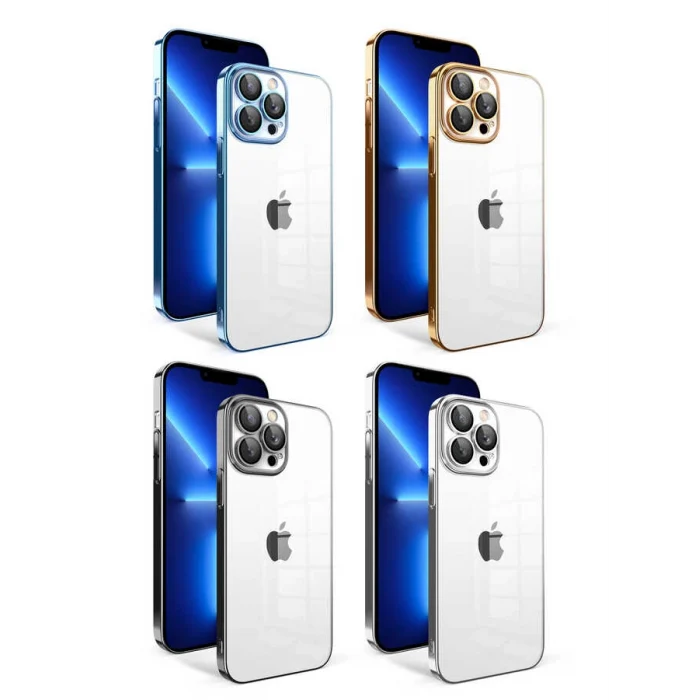 iPhone 12 Pro Kılıf Kamera Korumalı Renkli Çerçeveli  Garaj Kapak