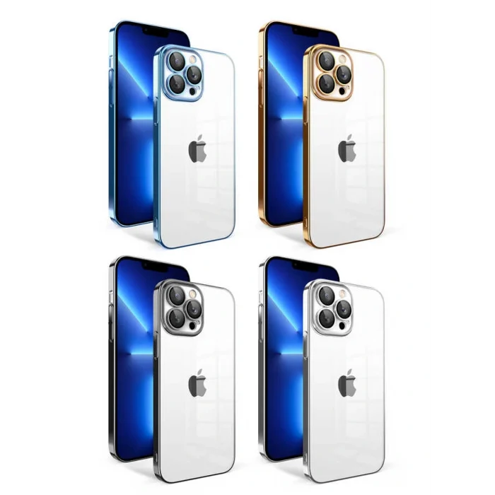 iPhone 12 Pro Kılıf Kamera Korumalı Renkli Çerçeveli Garaj Kapak