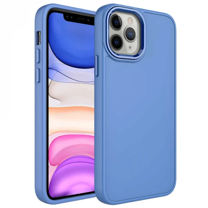 iPhone 12 Pro Kılıf Metal Çerçeve ve Buton Tasarımlı Silikon  Luna Kapak