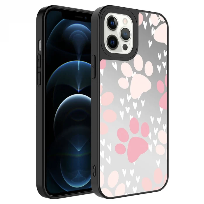iPhone 12 Pro Max Kılıf Aynalı Desenli Kamera Korumalı Parlak Mirror Kapak