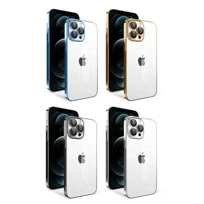 iPhone 12 Pro Max Kılıf Kamera Korumalı Renkli Çerçeveli Garaj Kapak