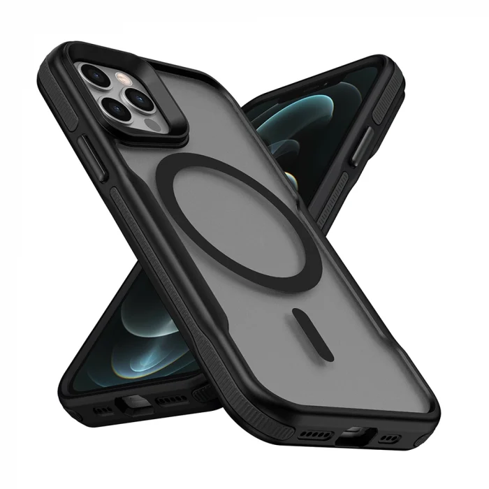 iPhone 12 Pro Max Kılıf M-safe Şarj Özellikli Renkli Kenar Airbag Şeritli Lamer Kapak