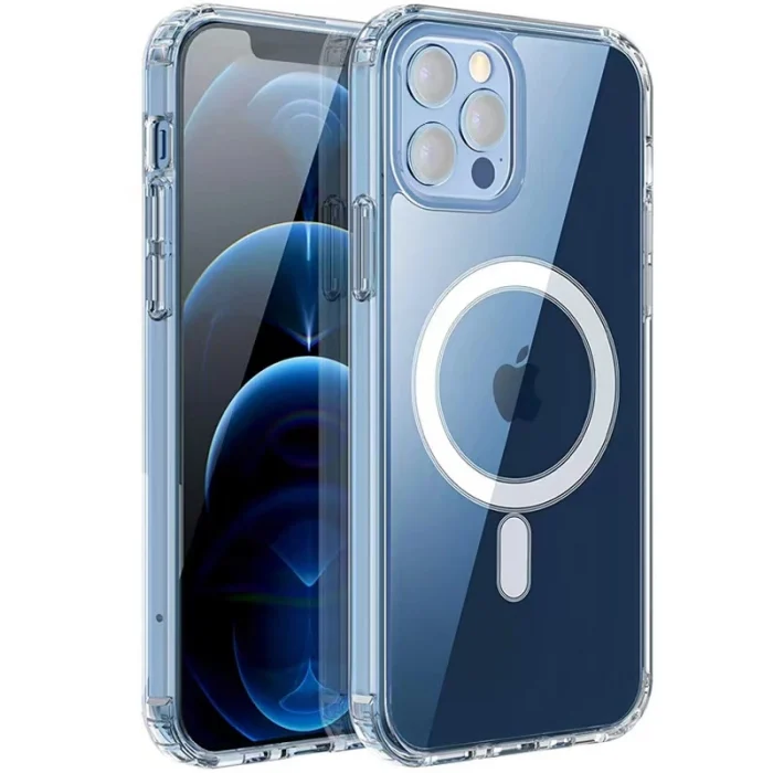 iPhone 12 Pro Max Uyumlu Kılıf M-safe Şarj Özellikli Şeffaf Sert PC Kapak