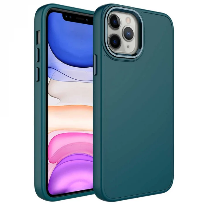 iPhone 12 Pro Max Kılıf Metal Çerçeve ve Buton Tasarımlı Silikon  Luna Kapak