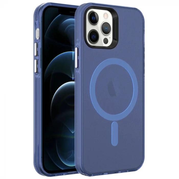 iPhone 12 Pro Max Kılıf M-safe Şarj Özellikli Buzlu Transparan C-Pro Sert Kapak