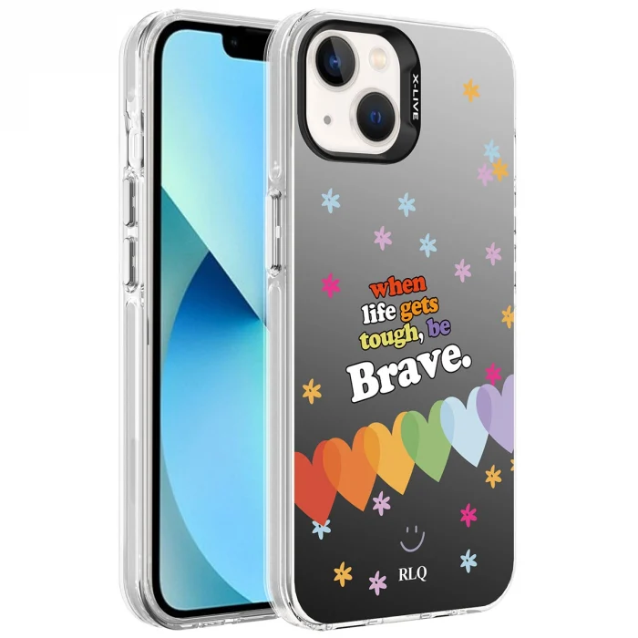 iPhone 13 Kılıf Desenli Silver Sert Kapak