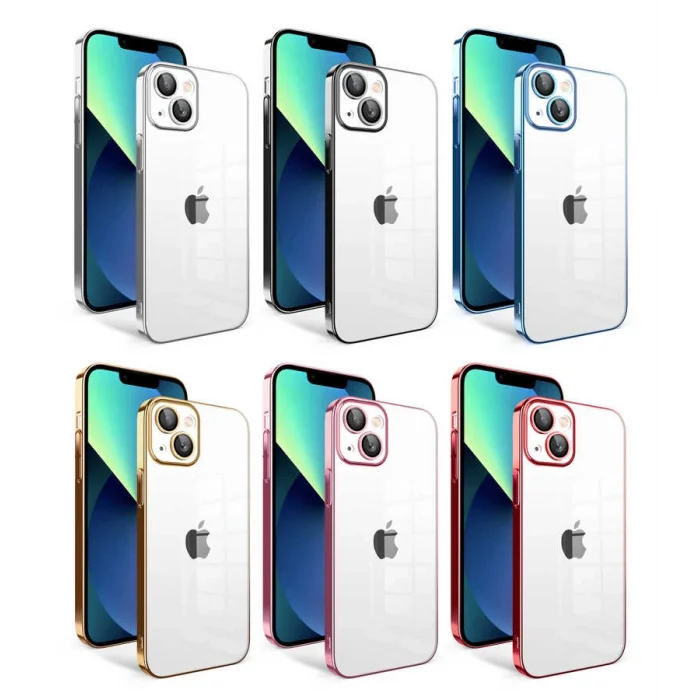 iPhone 13 Kılıf Kamera Korumalı Renkli Çerçeveli  Garaj Kapak