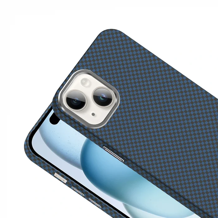 iPhone 13 Kılıf M-safe Şarj Özellikli Karbon Fiber Görünümlü Gros Kapak