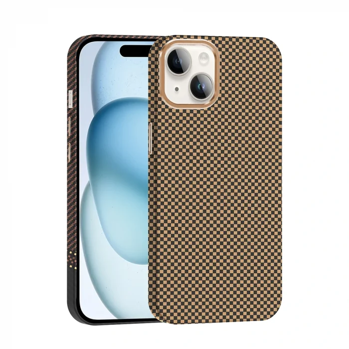 iPhone 13 Kılıf M-safe Şarj Özellikli Karbon Fiber Görünümlü Gros Kapak