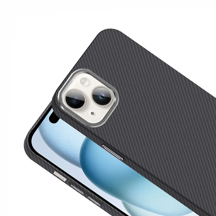 iPhone 13 Kılıf M-safe Şarj Özellikli Karbon Fiber Görünümlü Gros Kapak