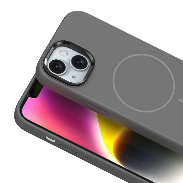 iPhone 13 Kılıf M-Safe Şarj Özellikli Metal Kamera Çerçeveli Edi Silikon Kapak