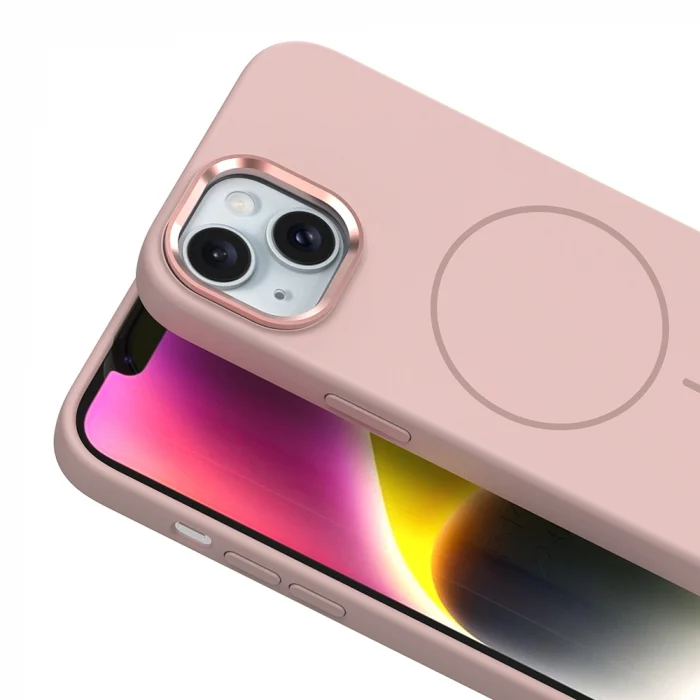 iPhone 13 Kılıf M-Safe Şarj Özellikli Metal Kamera Çerçeveli Edi Silikon Kapak