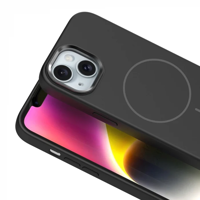 iPhone 13 Kılıf M-Safe Şarj Özellikli Metal Kamera Çerçeveli Edi Silikon Kapak