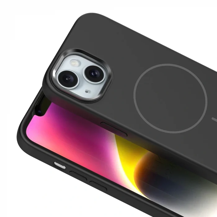 Apple iPhone 13 Kılıf M-Safe Şarj Özellikli Metal Kamera Çerçeveli Zore Edi Silikon Kapak