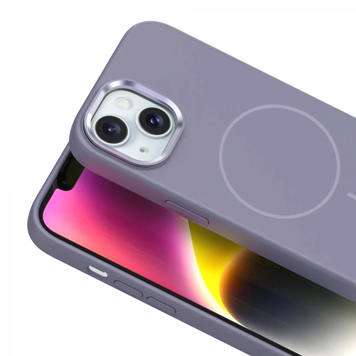iPhone 13 Kılıf M-Safe Şarj Özellikli Metal Kamera Çerçeveli Edi Silikon Kapak