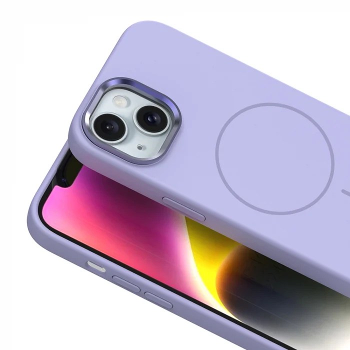 iPhone 13 Kılıf M-Safe Şarj Özellikli Metal Kamera Çerçeveli Edi Silikon Kapak
