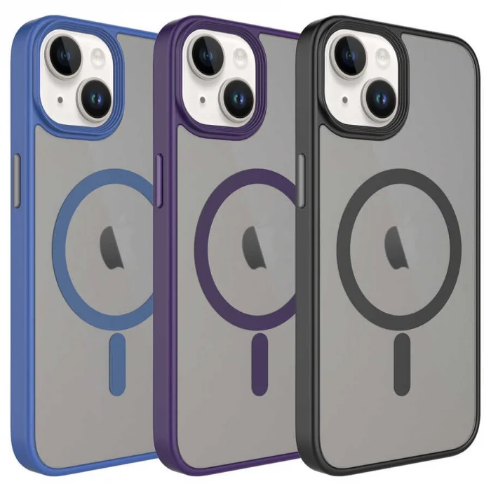 iPhone 13 Kılıf Mat Arka Yüzey Wireless Şarj Özellikli Flet M-safe Kapak