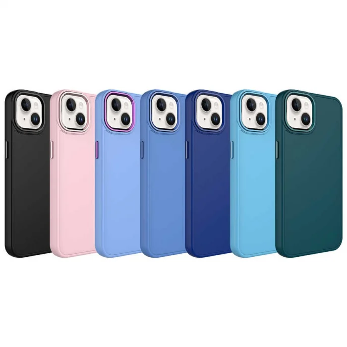 iPhone 13 Kılıf Metal Çerçeve ve Buton Tasarımlı Silikon  Luna Kapak