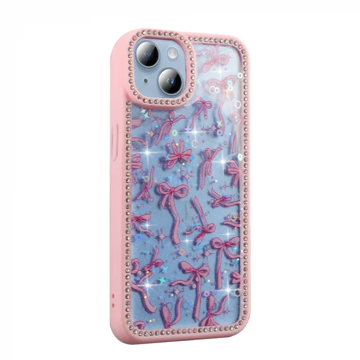 iPhone 13 Kılıf Taşlı ve Simli Tasarım Azra Kapak