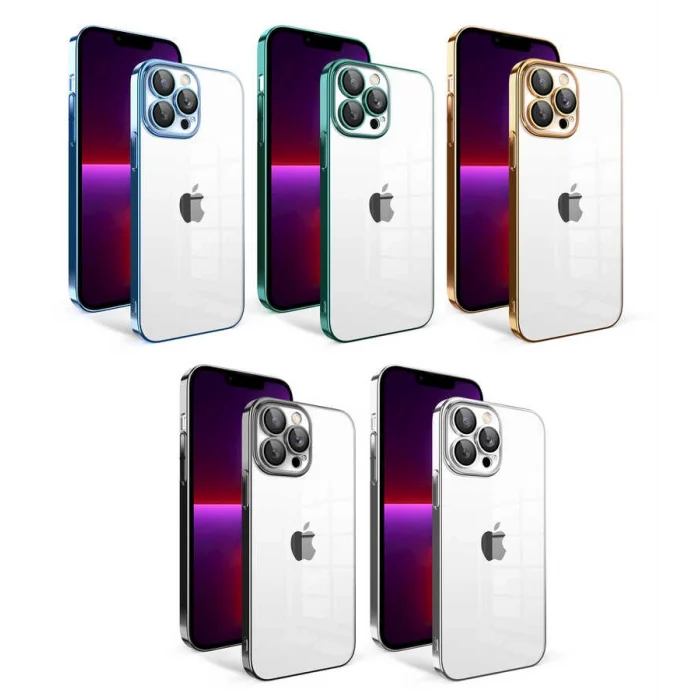iPhone 13 Pro Kılıf Kamera Korumalı Renkli Çerçeveli  Garaj Kapak