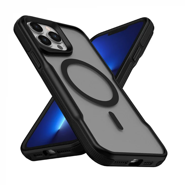 iPhone 13 Pro Kılıf M-safe Şarj Özellikli Renkli Kenar Airbag Şeritli Lamer Kapak