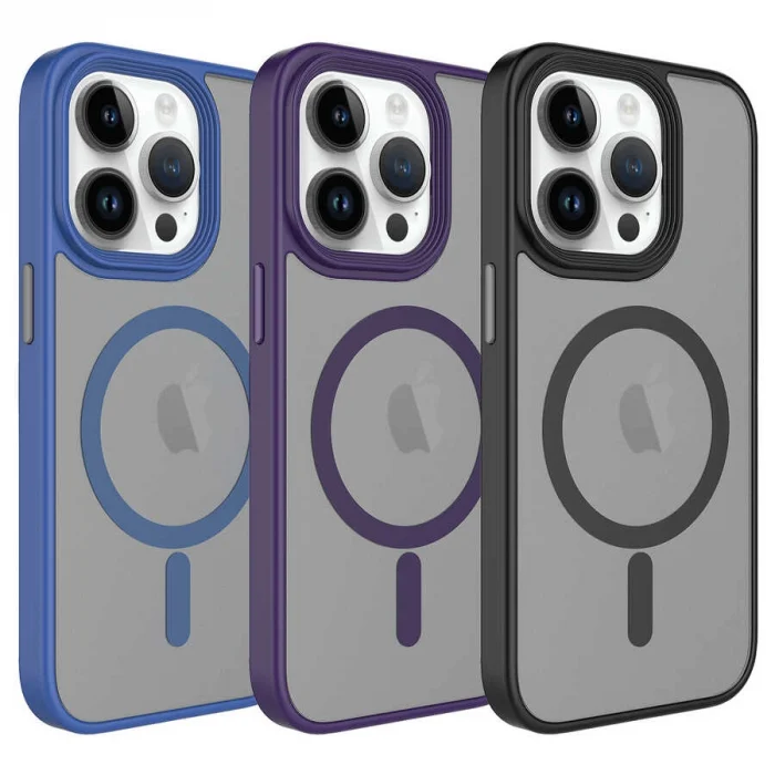 iPhone 13 Pro Kılıf Mat Arka Yüzey Wireless Şarj Özellikli Flet M-safe Kapak