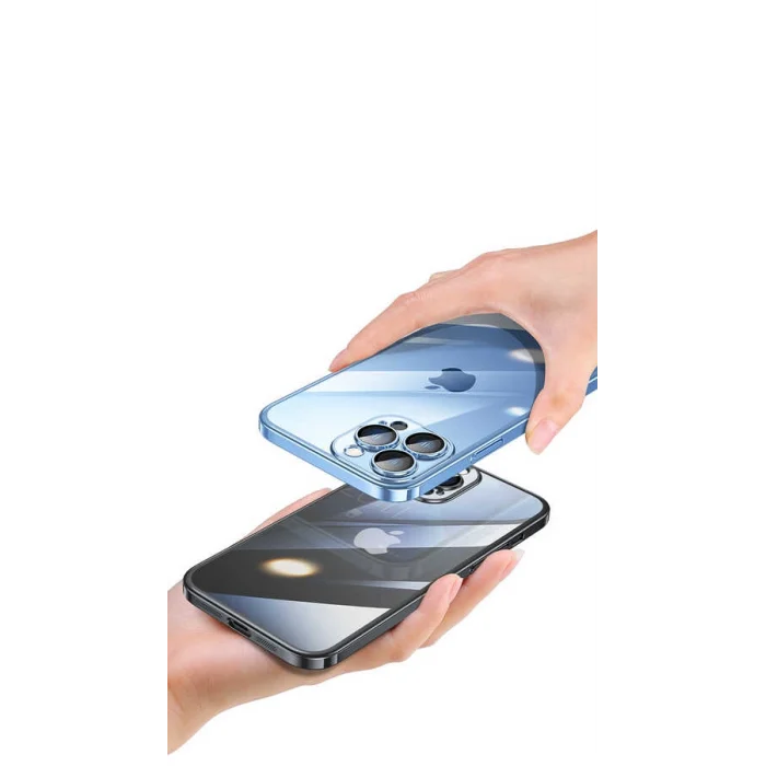 iPhone 13 Pro Kılıf Sert PC Renkli Çerçeveli  Riksos Kapak