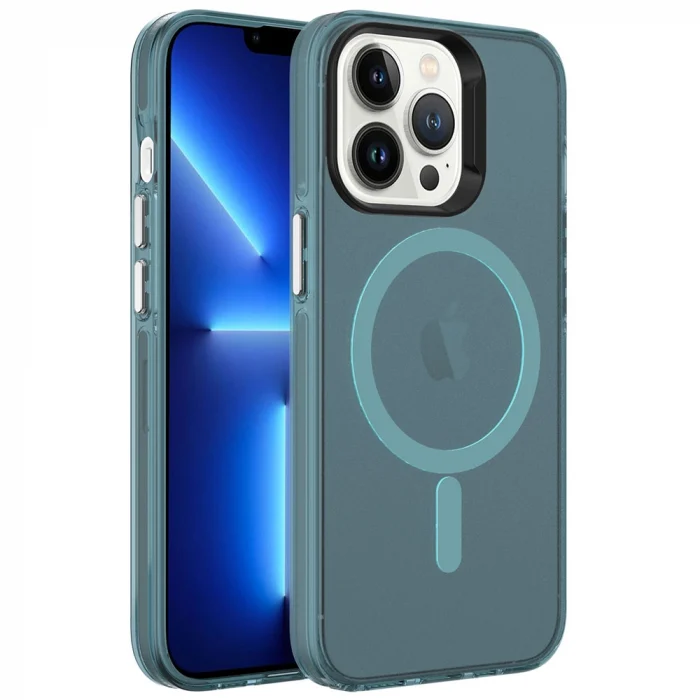 iPhone 13 Pro Kılıf M-safe Şarj Özellikli Buzlu Transparan C-Pro Sert Kapak