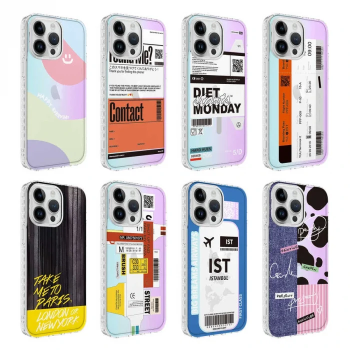 iPhone 13 Pro Max Kılıf Airbag Kenarlı Renkli Desenli Silikon Elegans Kapak