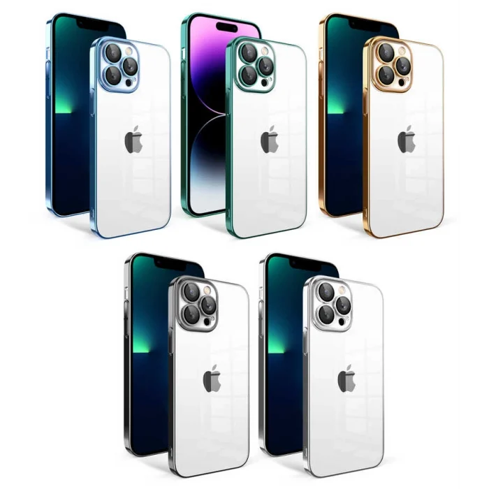 iPhone 13 Pro Max Kılıf Kamera Korumalı Renkli Çerçeveli  Garaj Kapak