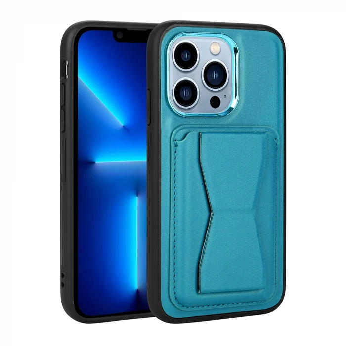 iPhone 13 Pro Max Kılıf Kartlıklı Standlı ​Pu Deri  Memo Kapak