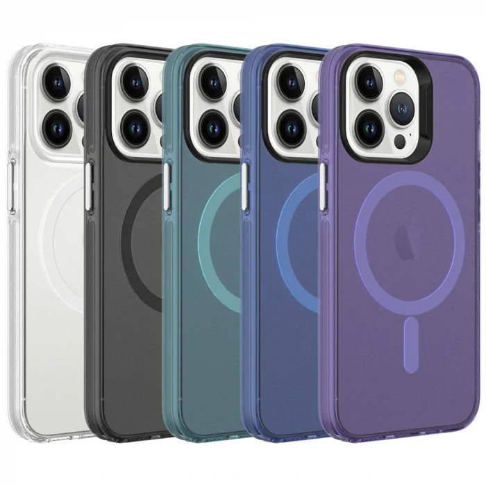 iPhone 13 Pro Max Kılıf M-safe Şarj Özellikli Buzlu Transparan C-Pro Sert Kapak