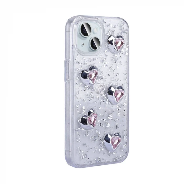 iPhone 14 Kılıf Airbagli Simli Arka Yüzey Işıltı Silikon Kapak