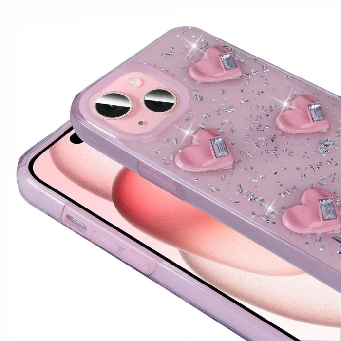 iPhone 14 Kılıf Airbagli Simli Arka Yüzey Işıltı Silikon Kapak