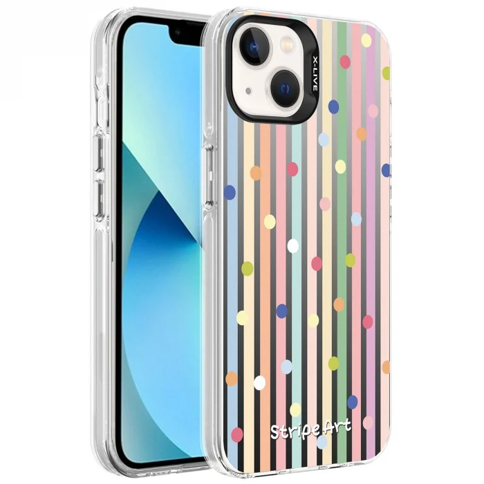 iPhone 14 Kılıf Desenli Silver Sert Kapak