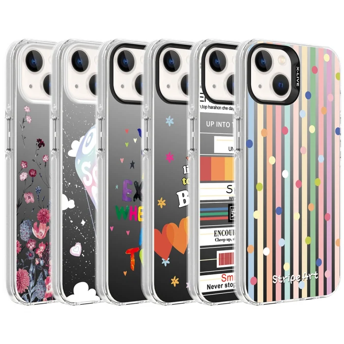 iPhone 14 Kılıf Desenli Silver Sert Kapak