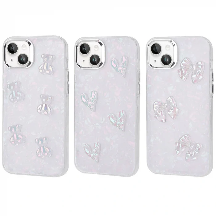 iPhone 14 Kılıf Kabartma Figürlü Parlak Eralli Silikon Kapak