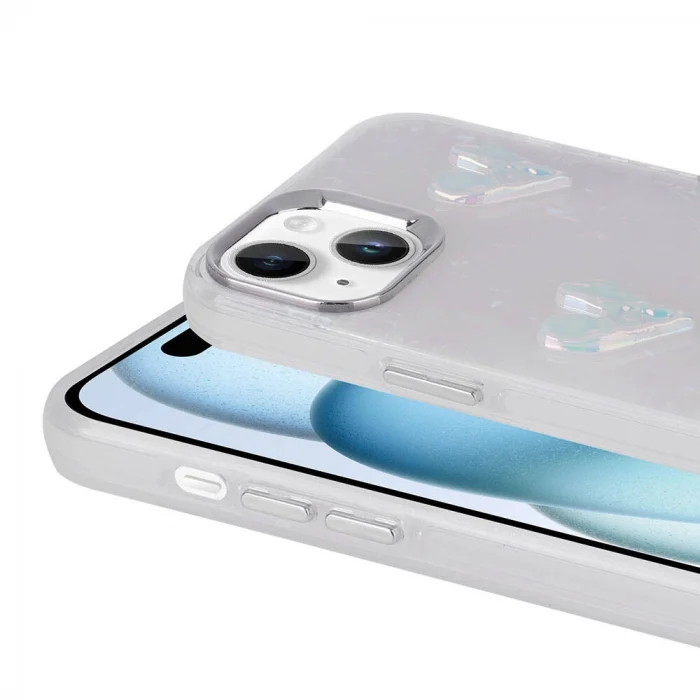 iPhone 14 Kılıf Kabartma Figürlü Parlak Eralli Silikon Kapak