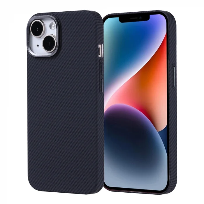 iPhone 14 Kılıf M-safe Şarj Özellikli Karbon Fiber Görünümlü Nekst Kapak