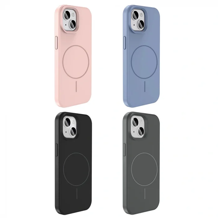 iPhone 14 Kılıf M-safe Şarj Özellikli Sıvı Teknolojili Silinebilir Sert Kivi Kapak