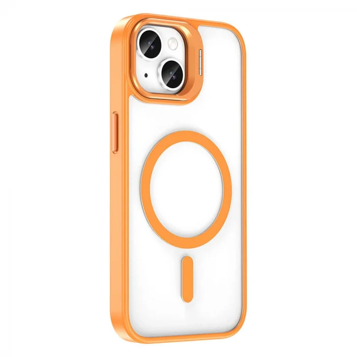 iPhone 14 Kılıf M-safe Şarj Özellikli Standlı M-safe Klon Lensli Kapak