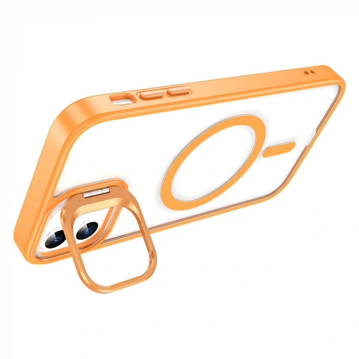 iPhone 14 Kılıf M-safe Şarj Özellikli Standlı M-safe Klon Lensli Kapak