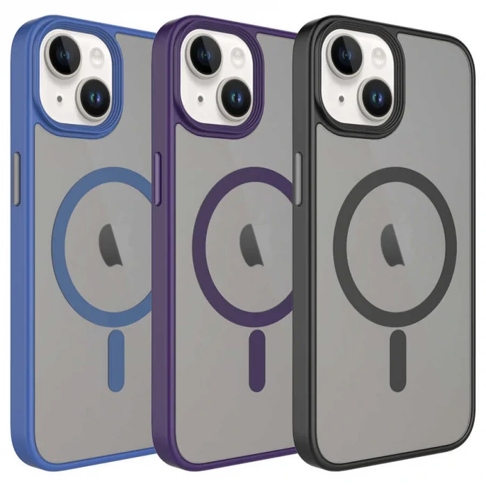 iPhone 14 Kılıf Mat Arka Yüzey Wireless Şarj Özellikli Flet M-safe Kapak