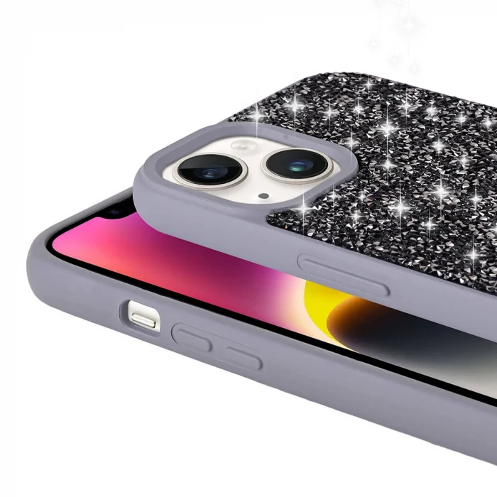 iPhone 14 Kılıf Parlak Taşlı Tasarım Pırlanta Kapak