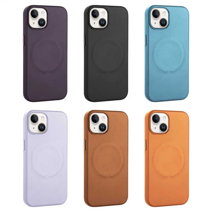 iPhone 14 Kılıf PU Deri M-safe Wireless Şarj Özellikli Derix Kapak