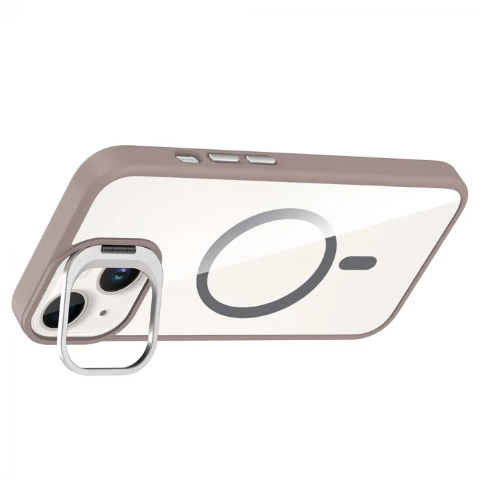 iPhone 14 Kılıf Standlı ve Kamera Lens Hediyeli M-Safe Şarj Özellikli Etro Kapak