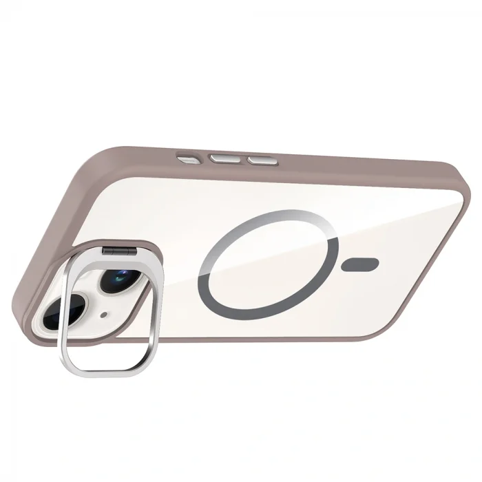 iPhone 14 Kılıf Standlı ve Kamera Lens Hediyeli M-Safe Şarj Özellikli Etro Kapak