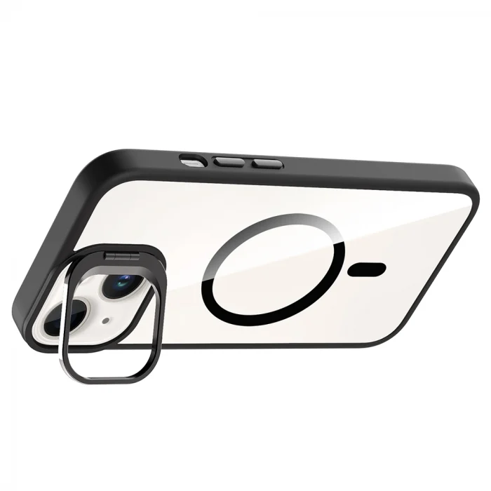 iPhone 14 Kılıf Standlı ve Kamera Lens Hediyeli M-Safe Şarj Özellikli Etro Kapak