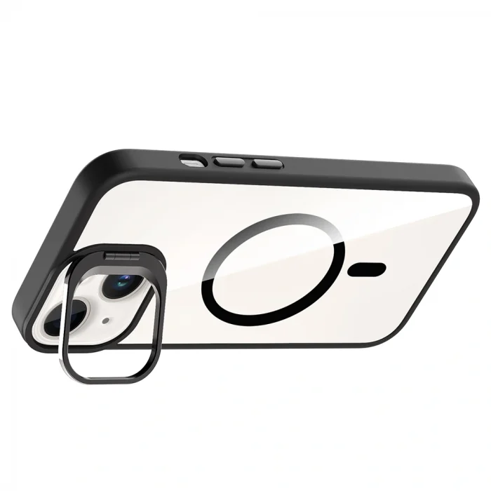 iPhone 14 Kılıf Standlı ve Kamera Lens Hediyeli M-Safe Şarj Özellikli Etro Kapak